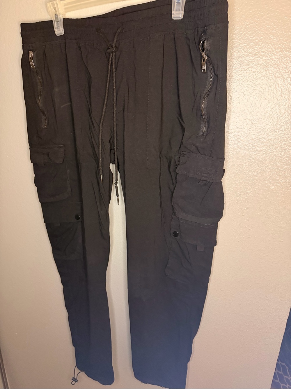 Men’s Rebel Minds Black Nylon Stacked Cargo Pants